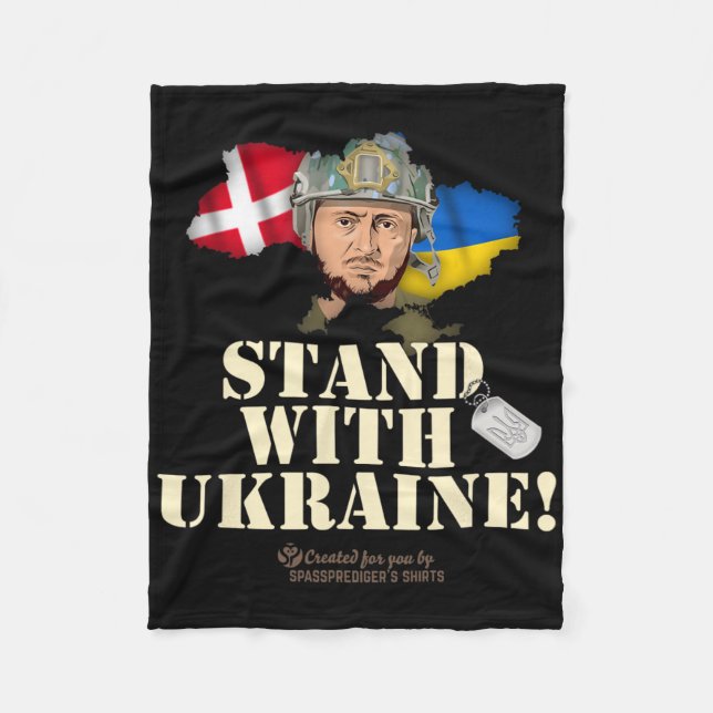 Couverture Polaire Ukraine Danemark Drapeaux Slogan Soutenez l'Ukrain (Devant)