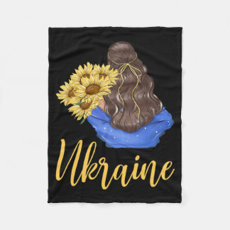 Couverture Polaire Ukraine Girl With Sunflowers Blue Yellow Colors Pa