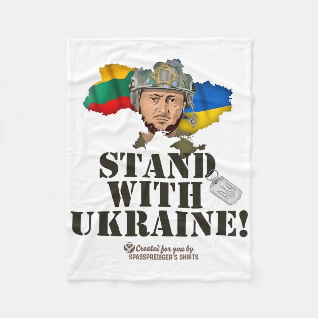 Couverture Polaire Ukraine Lithuania Flags Zelensky Stand With Ukrain (Devant)