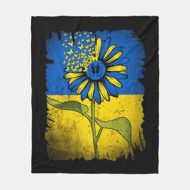 Couverture Polaire Ukraine vintage Tournesol Papillon Ukraine Ukraine (Devant)