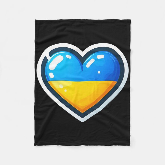 Couverture Polaire Ukrainian Bynner Fan Ukraine Flag Cute Heart  (Devant)