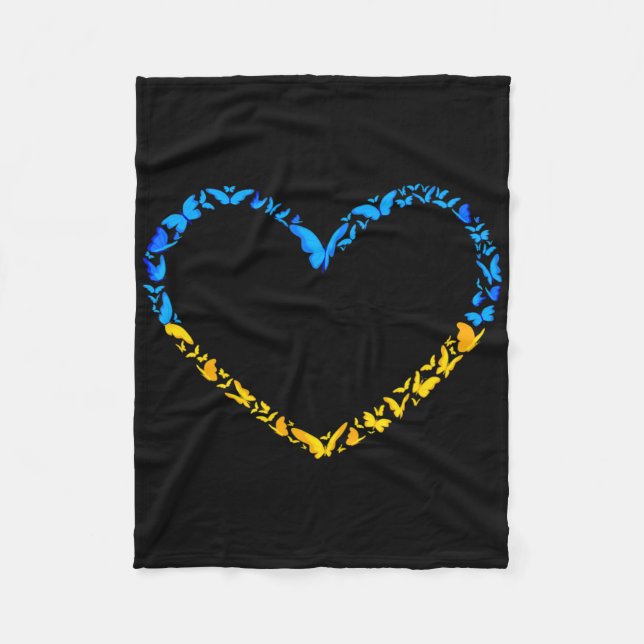 Couverture Polaire Ukrainian Flag Peace Ukraine Flag Butterfly Heart  (Devant)