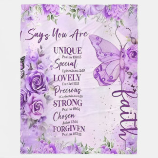 Couverture Polaire Ultra-Soft Lavender Floral Faith Butterfly Design 