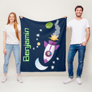 Couverture Polaire Un adorable vaisseau-fusée dans l'espace dessin an
