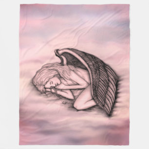 Couverture Polaire Un Ange endormi sur les cieux nuages en rose
