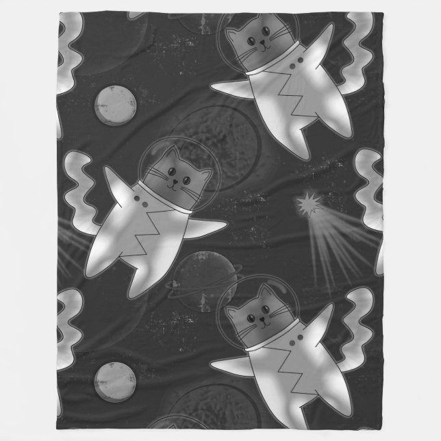 Couverture Polaire Un astronaute en noir et blanc. (Devant)