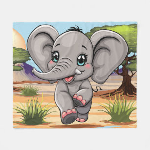 Couverture Polaire Un bébé éléphant qui sonne heureux dans la savane