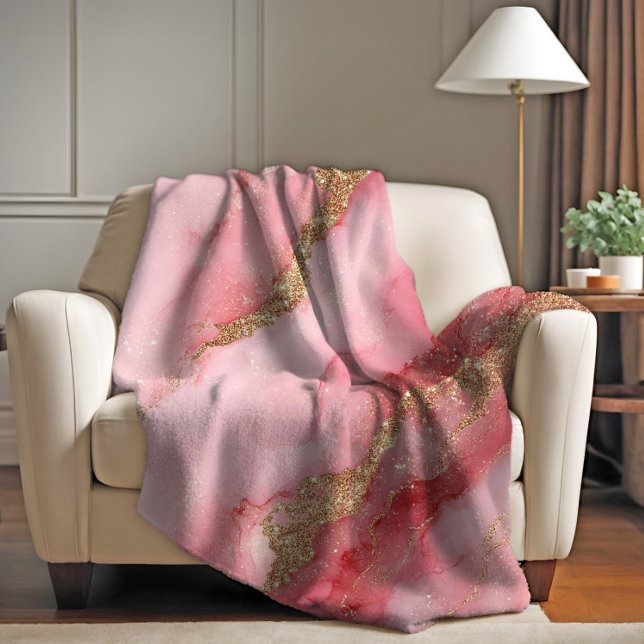 Couverture Polaire Un fond en marbre rose luxueux (Créateur téléchargé)