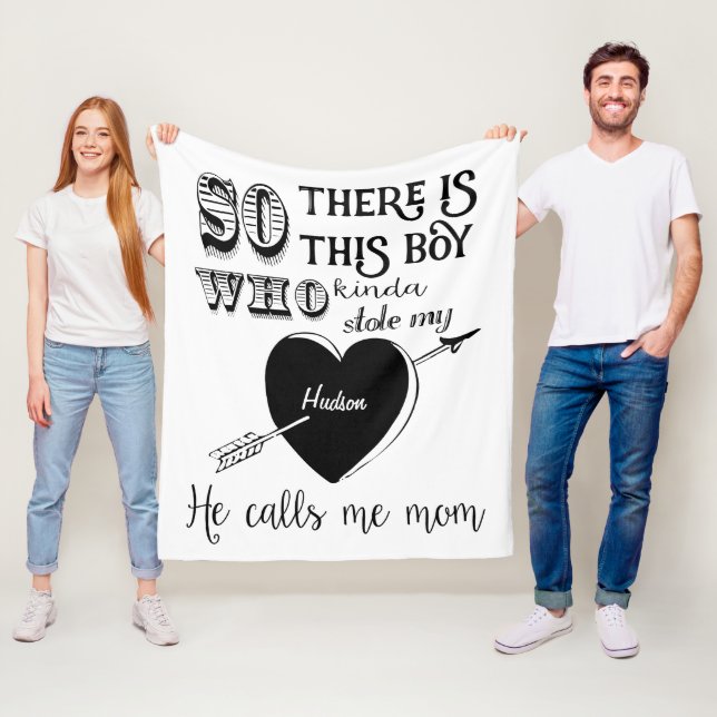 Couverture Polaire Un Garçon A Volé Mon Coeur Il M'Appelle Maman (En situation)