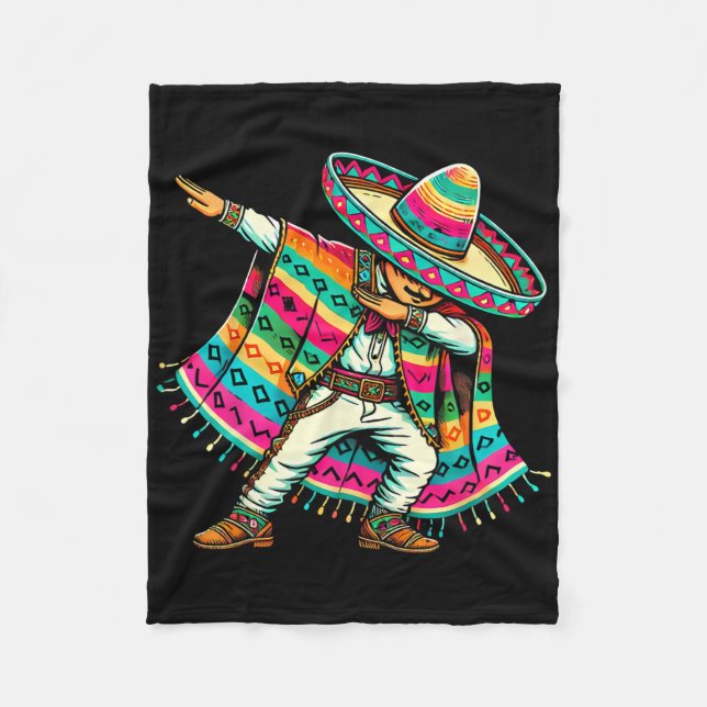 Couverture Polaire Un Garçon Mexicain Dabbing À Poncho Cinco De Mayo  (Devant)