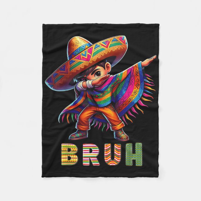 Couverture Polaire Un garçon mexicain Dabbing Poncho Cinco De Mayo Fu (Devant)