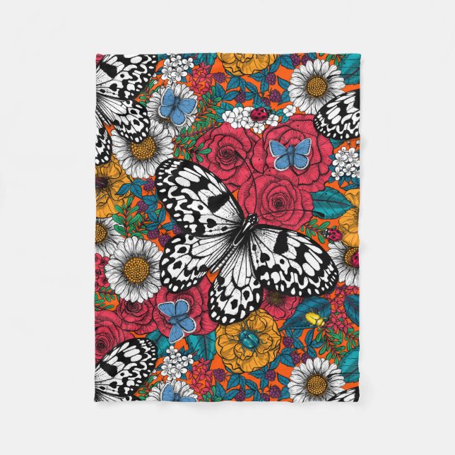 Couverture Polaire Un jardin coloré (Devant)