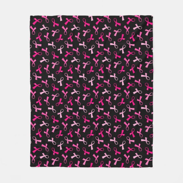 Couverture Polaire Un joli Motif à ruban pour cancer du sein rose (Devant)