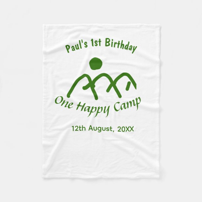 Couverture Polaire Un joyeux camp montagne verte soleil 1er anniversa (Devant)