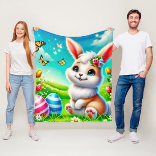Couverture Polaire Un lapin heureux