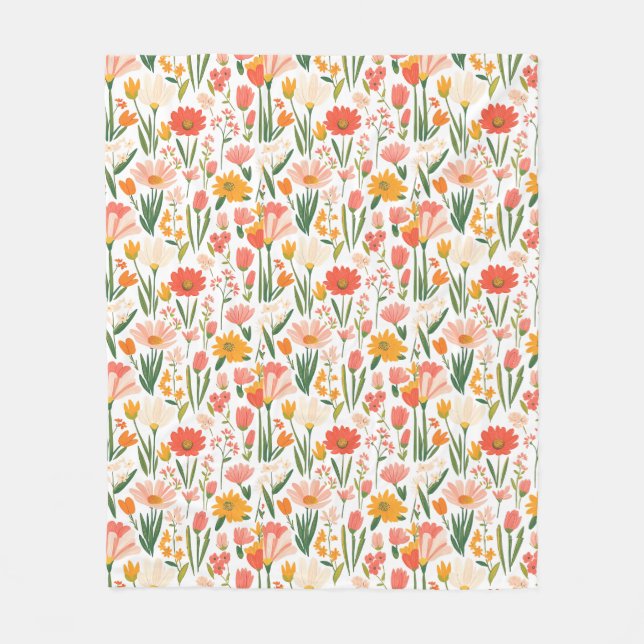 Couverture Polaire Un motif sans couture de fleurs printanières (Devant)