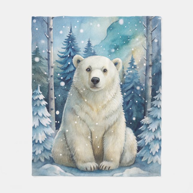 Couverture Polaire Un ours polaire en hiver (Devant)