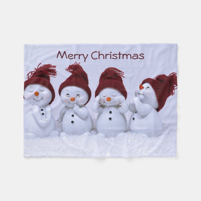 Couverture Polaire Un quatuor de bonshommes de neige (Devant (Horizontal))