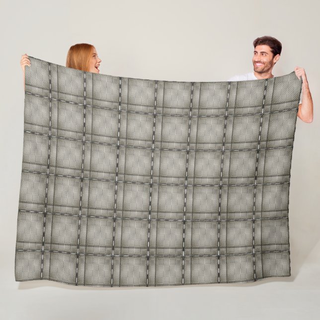 Couverture Polaire Un tartan gris irrégulier d'échecs (En situation)