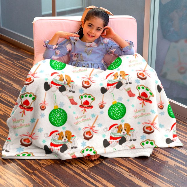 Couverture Polaire Un très joyeux Noël Cavalier King Charles  (Créateur téléchargé)