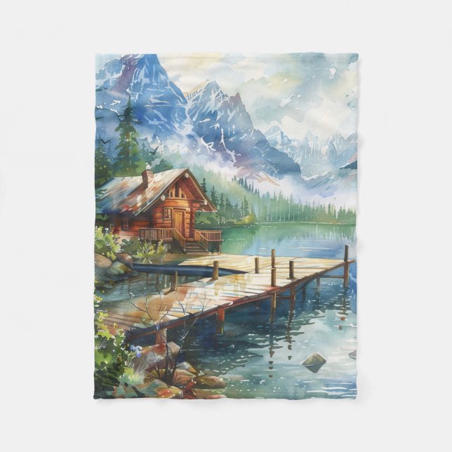 Couverture Polaire Un tuyau de pêche sur le lac (Devant)