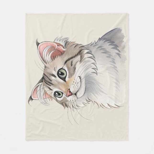Couverture Polaire Une aquarelle American Curl, chat (Devant)