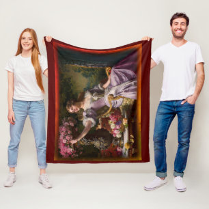 Couverture Polaire Une Dame En Robe Lilac Avec Fleurs