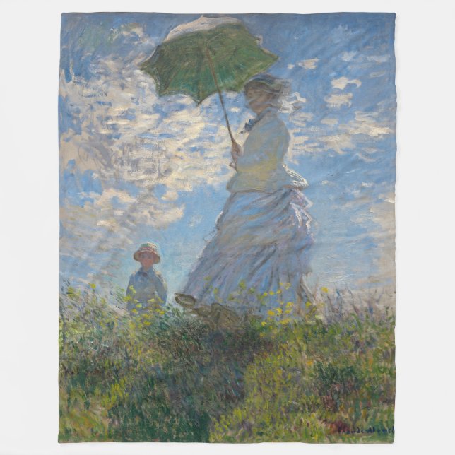 Couverture Polaire Une femme avec un parasol | Paysage français (Devant)