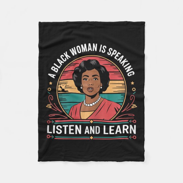 Couverture Polaire Une Femme Noire Parle Écouter Et Apprendre Junetee (Devant)