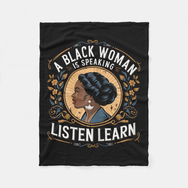 Couverture Polaire Une Femme Noire Parle Écouter Et Apprendre Junetee (Devant)