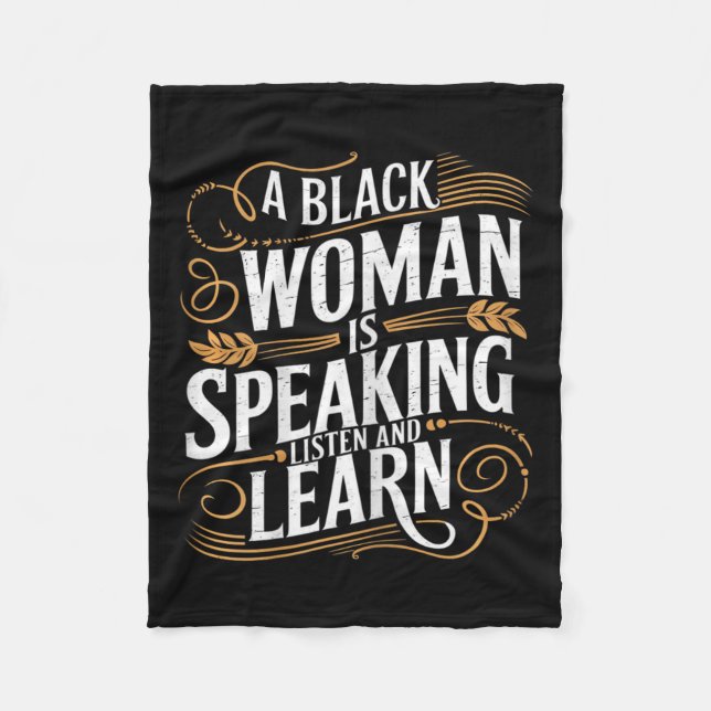 Couverture Polaire Une Femme Noire Parle Écouter Et Apprendre Junetee (Devant)
