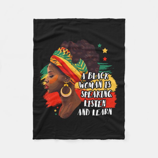 Couverture Polaire Une Femme Noire Parle Écouter Et Apprendre Melanin (Devant)