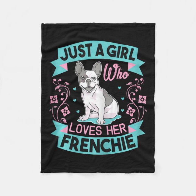 Couverture Polaire Une Fille Qui Aime Son French Bulldog Français (Devant)