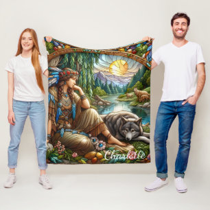 Couverture Polaire Une Indienne autochtone repose paisiblement avec u