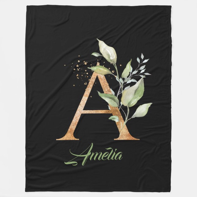 Couverture Polaire Une parties scintillant d'or d'eucalyptus monogram (Devant)