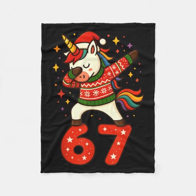 Couverture Polaire Unicorn 67 Meme Six Seven Funny Christmas  (Devant)