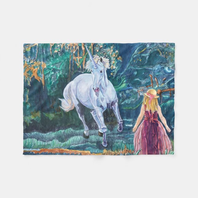 Couverture Polaire Unicorn Art (Devant (Horizontal))