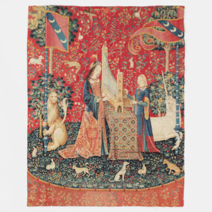 COUVERTURE POLAIRE UNICORN ET DAME JOUER ORGE AVEC ANIMAUX
