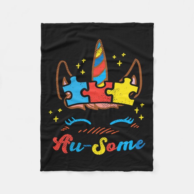 Couverture Polaire Unicorn Face Puzzle Sensibilisation sur l'autisme  (Devant)