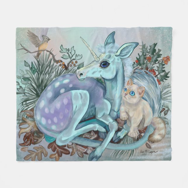Couverture Polaire Unicorn Foal Cosy Cuddles de vacances (Devant (Horizontal))