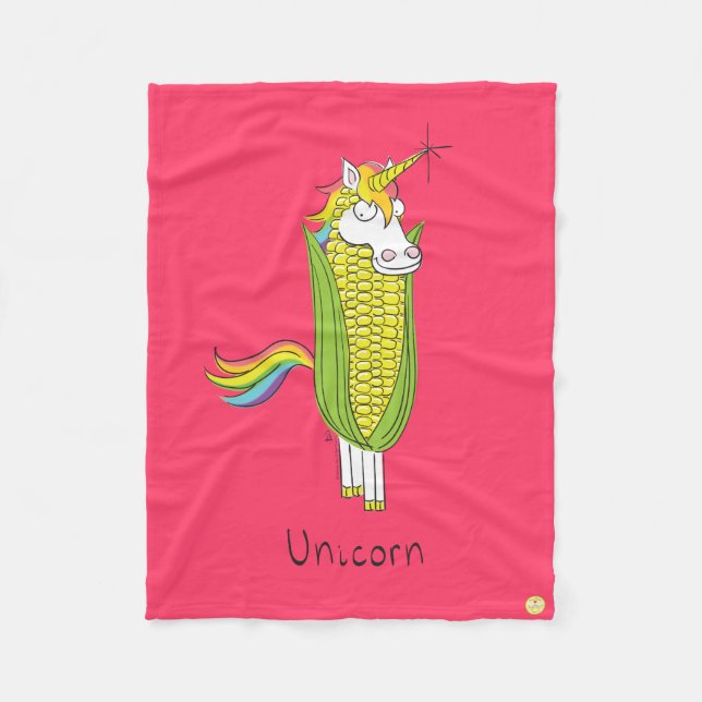 Couverture Polaire Unicorn Funny Corn Blanche polaire (Devant)