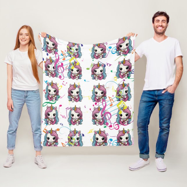 Couverture Polaire Unicorn Motif de musique (En situation)