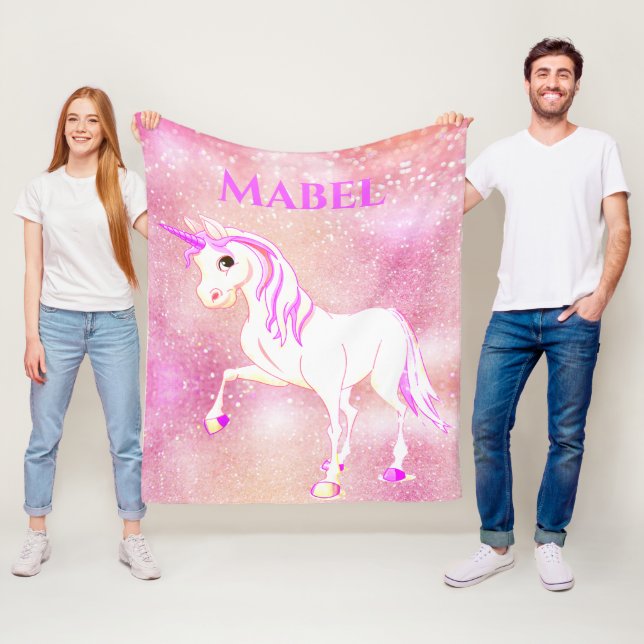 Couverture Polaire Unicorn Parties scintillant Magique rose mignon pe (En situation)