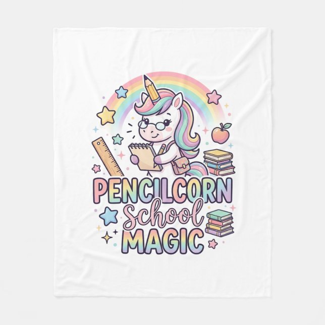Couverture Polaire Unicorn Pencilcorn School Magic Adorable Autocolla (Devant)