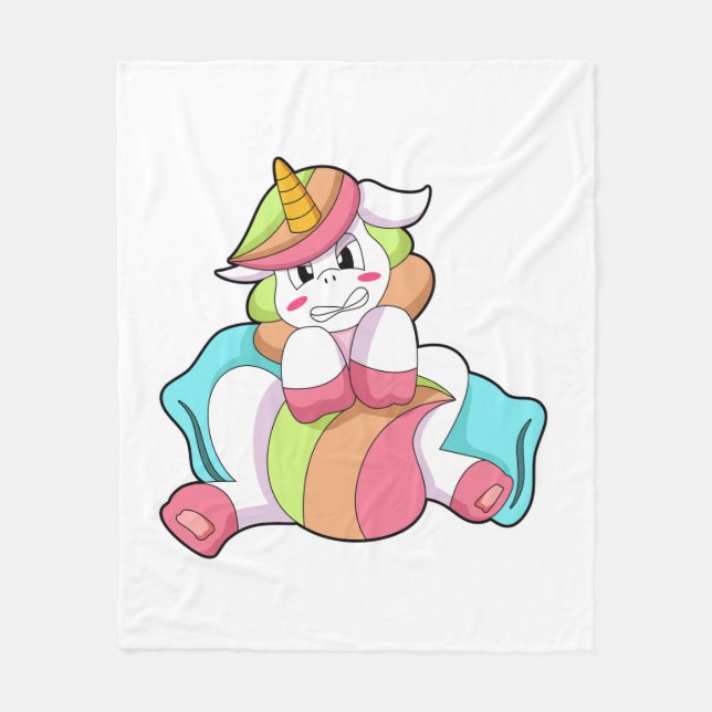 Couverture Polaire Unicorn shy with Pillow (Devant)
