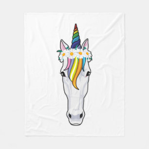 Couverture Polaire Unicorn with Flowers