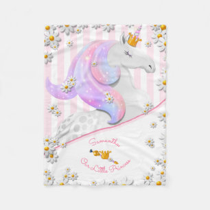 Couverture Polaire Unicorne à rayures roses de notre petite princesse
