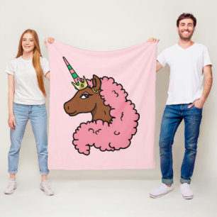 Couverture Polaire Unicorne Afro Rose clair