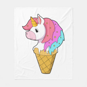 Couverture Polaire Unicorne avec crème glacée