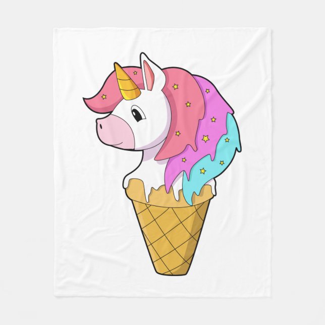 Couverture Polaire Unicorne avec crème glacée (Devant)